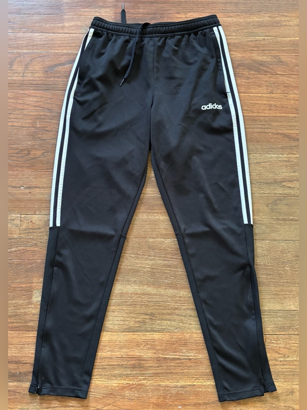 adidas Black Jogger Pants with White Side Stripes